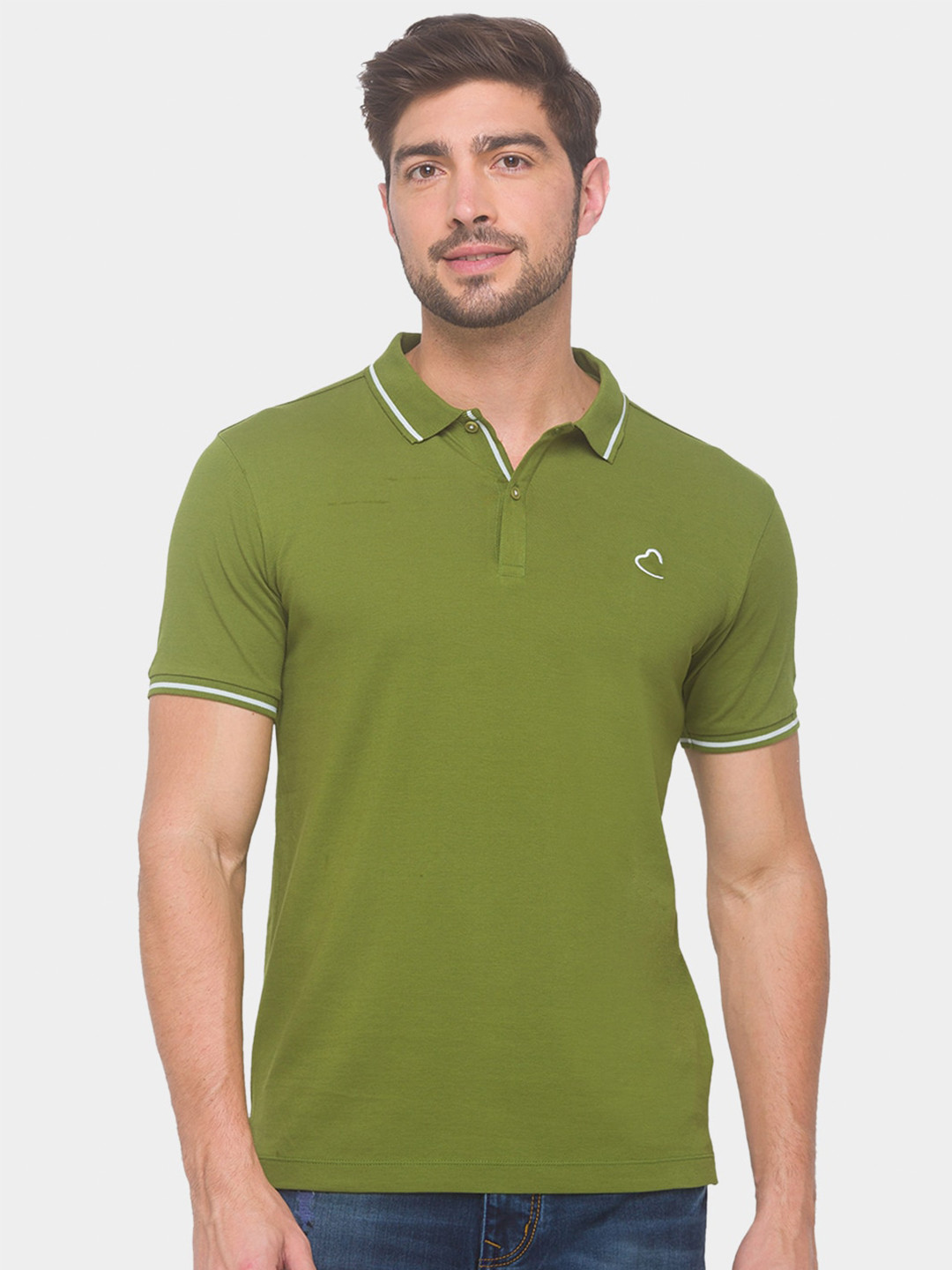 Being Human Men Green Polo Collar T-shirt