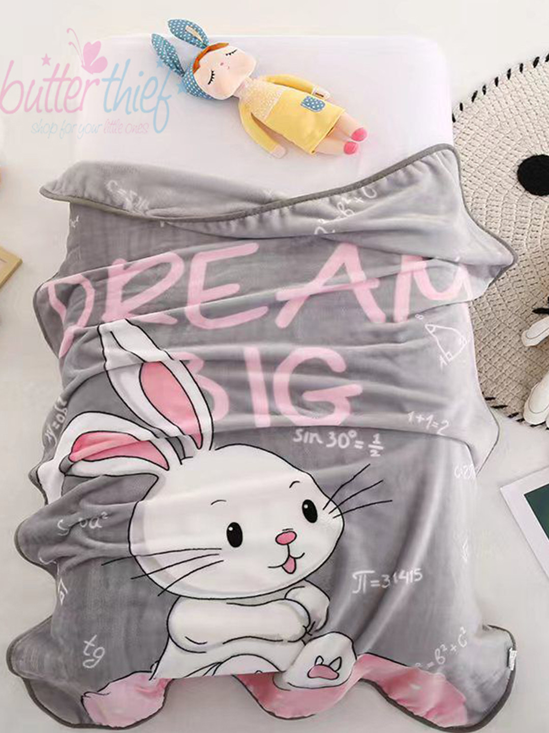 Butterthief Blue & Yellow Cartoon Characters Microfiber AC Room 233 GSM Single Bed Blanket