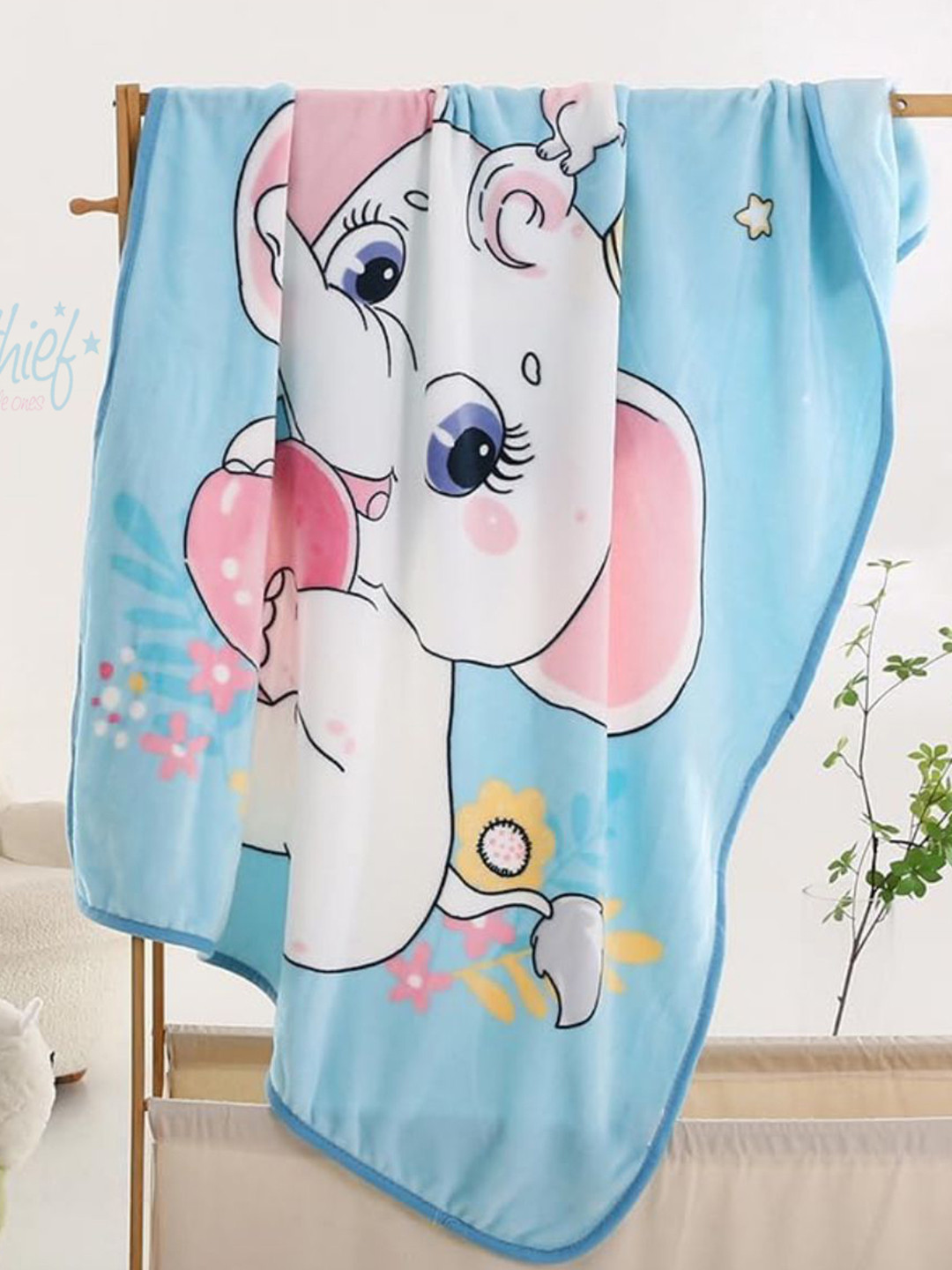 Butterthief Blue & Pink Cartoon Characters Microfiber AC Room 233 GSM Single Bed Blanket