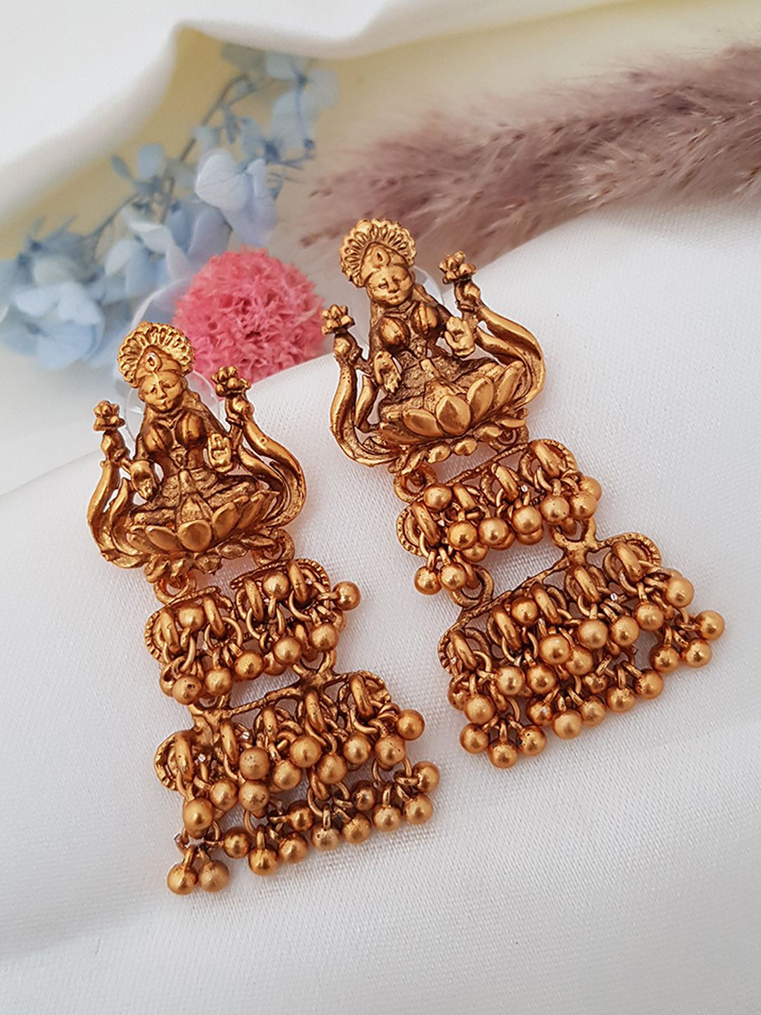 GRIIHAM Gold-Toned Temple Drop Earrings