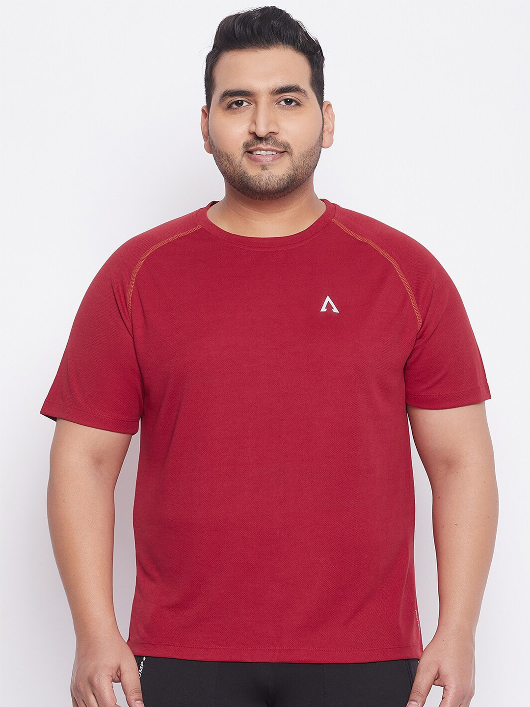 AUSTIVO Men Red Regular Fit Plus Size T-shirt