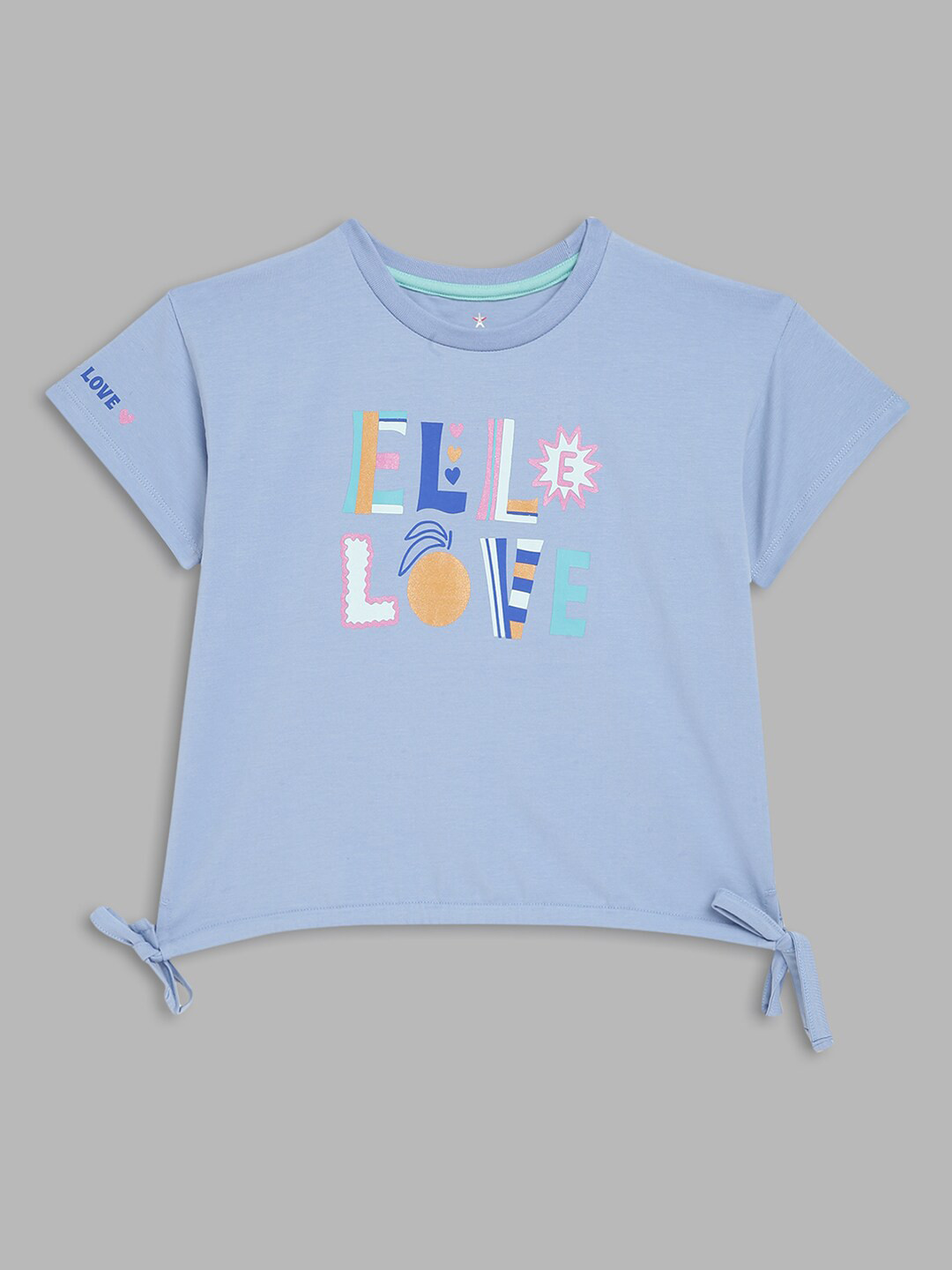 ELLE Girls Blue Cotton Print Top