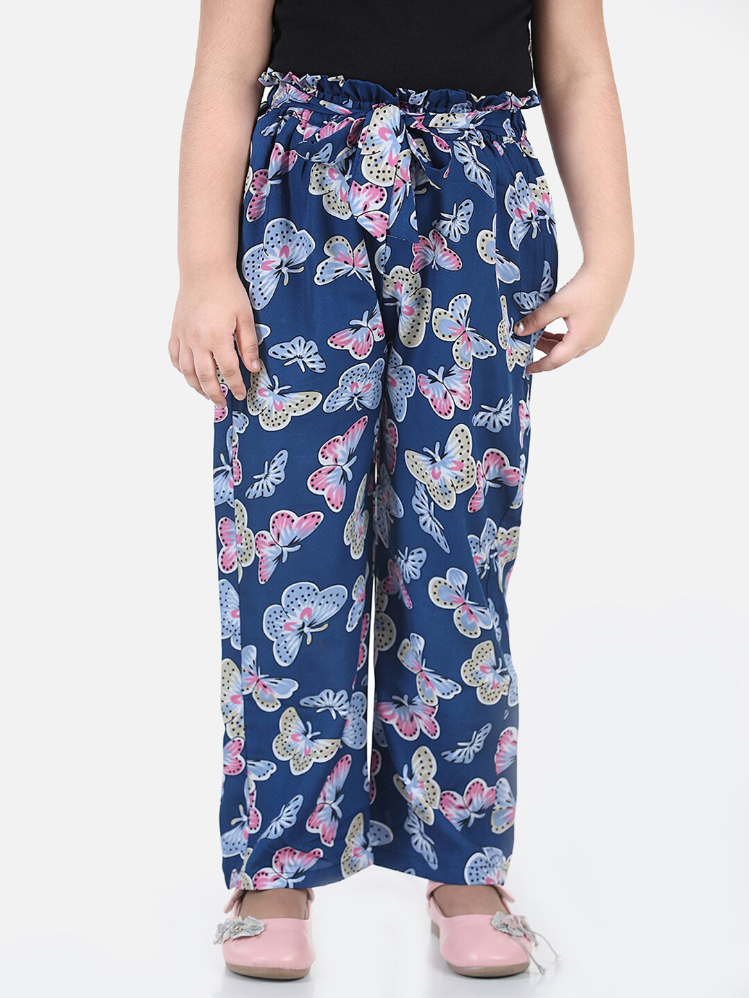 Cutiekins Girls Blue & Pink Animal Printed Palazzos