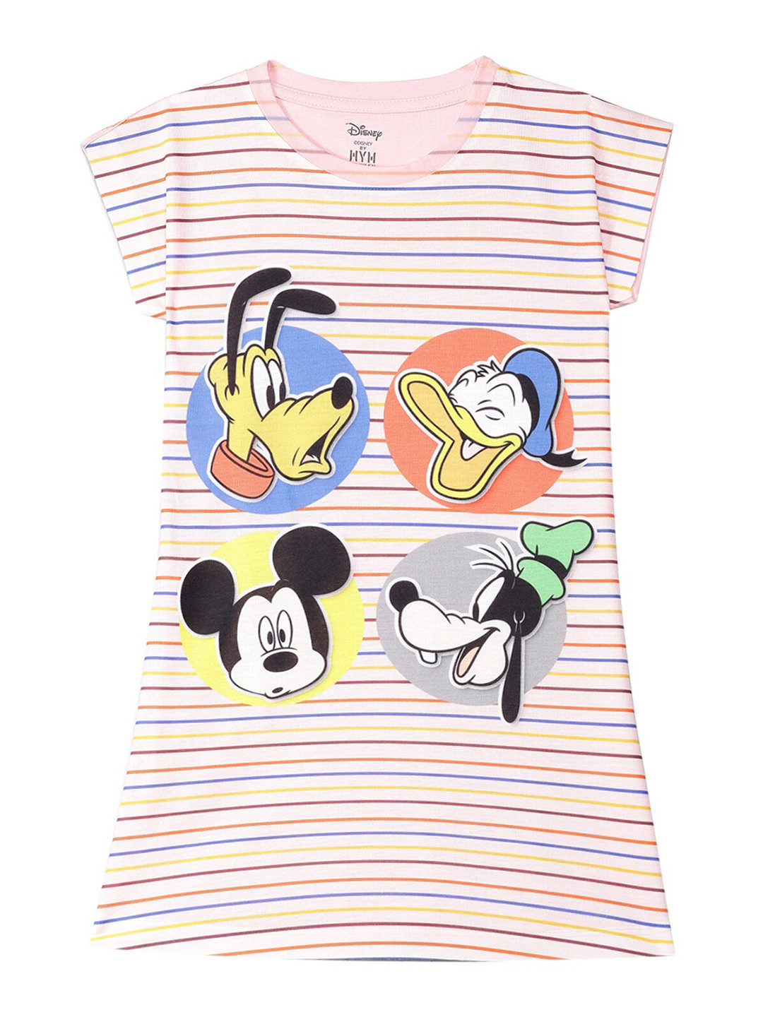 Disney by Wear Your Mind Pink Mickey & Friends Printed A-Line Dress