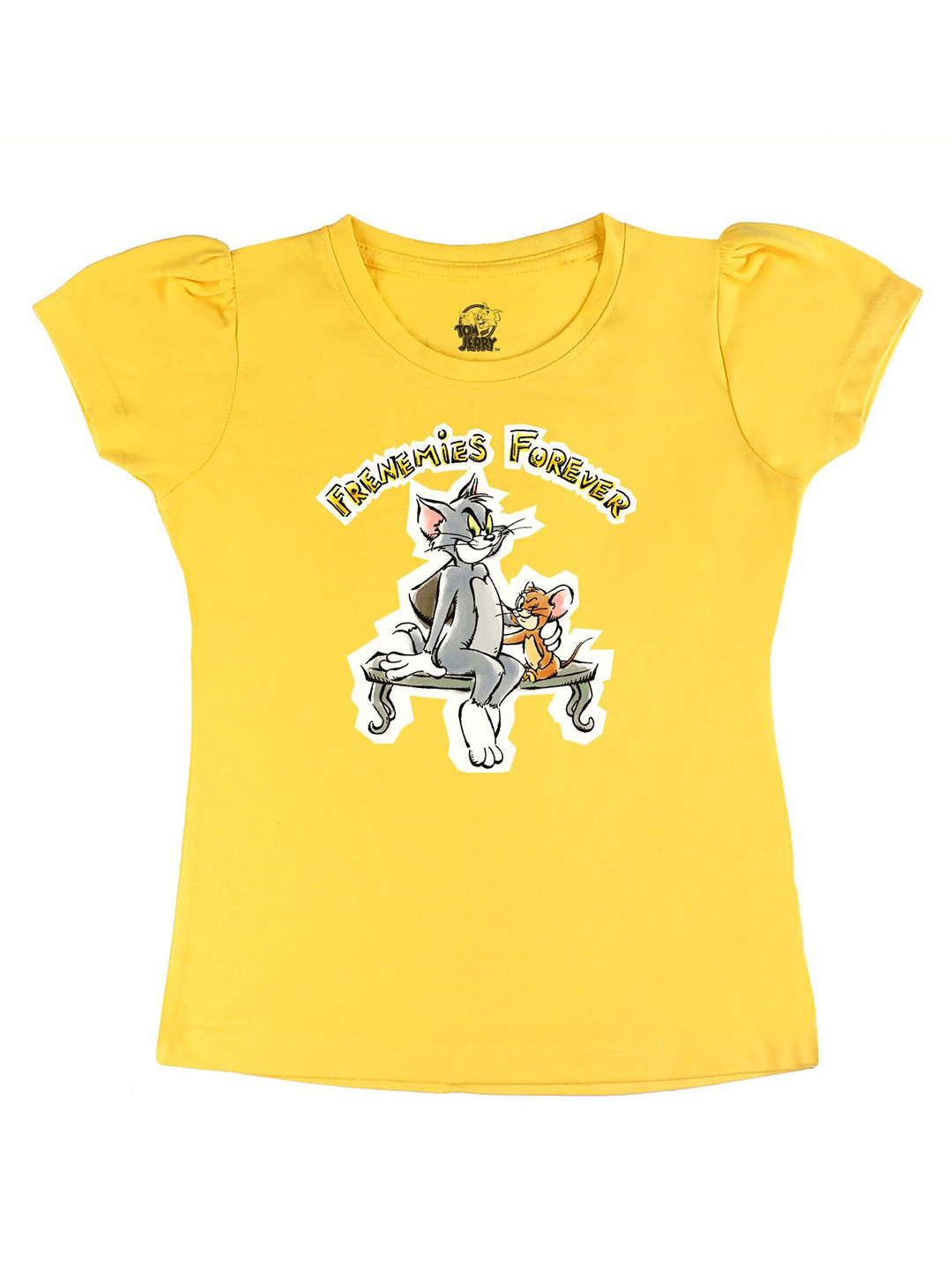 Tom & Jerry by Wear Your Mind Girls Yellow Graphic Printed T-shirt