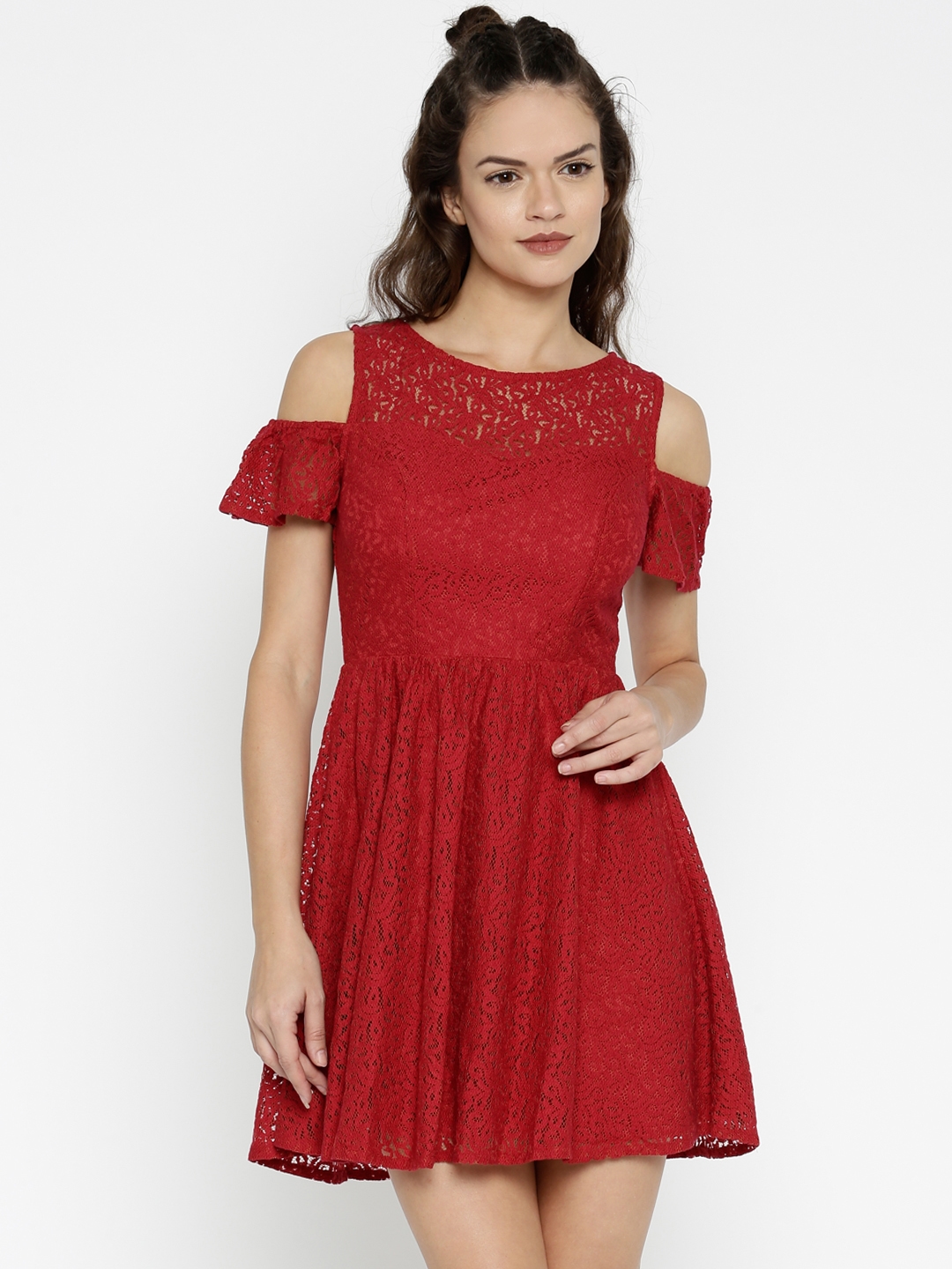 Red Lace Fit ☀ Flare Dress - Dresses ...