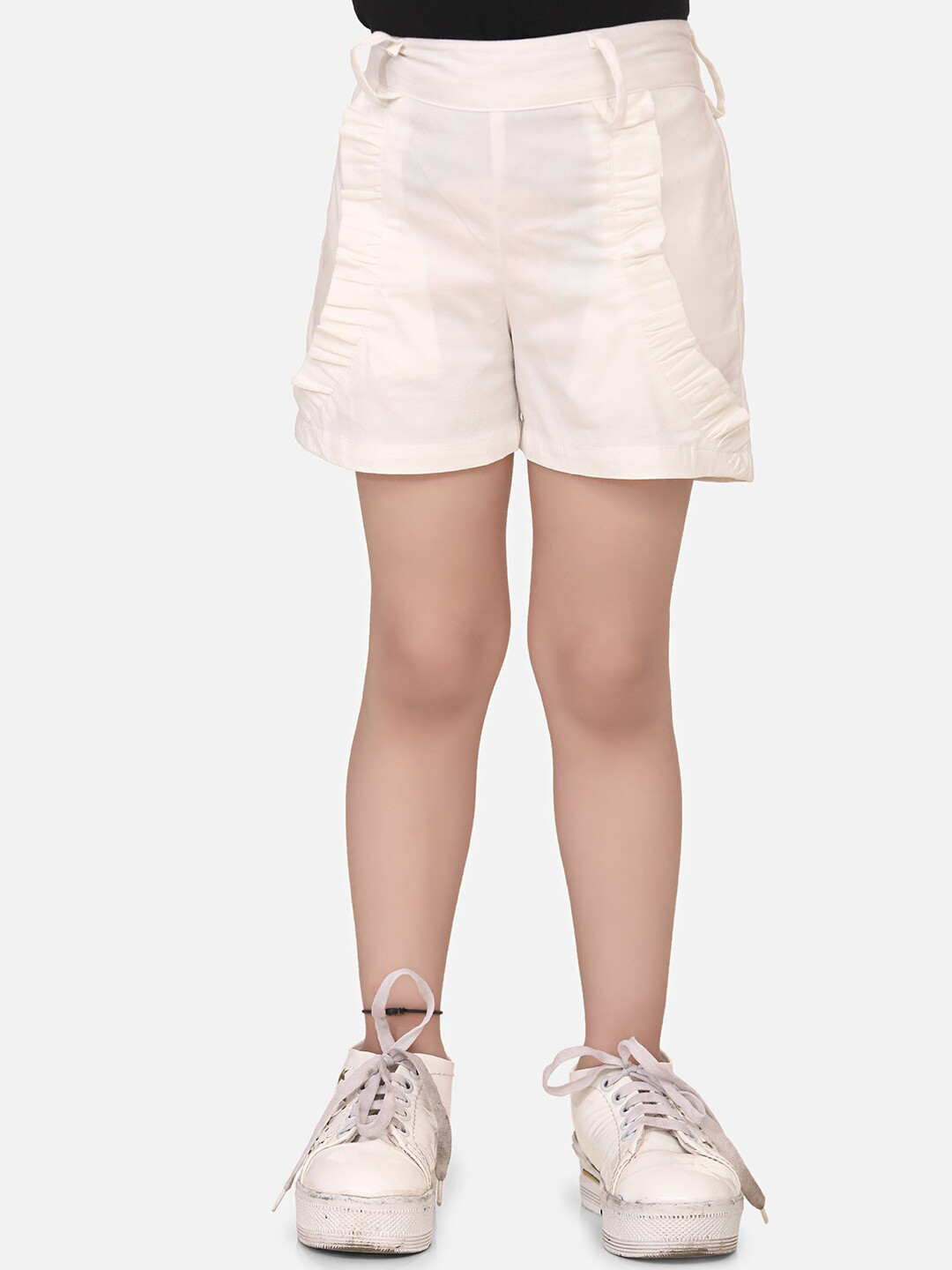 Cutiekins Girls Off White Cotton Shorts