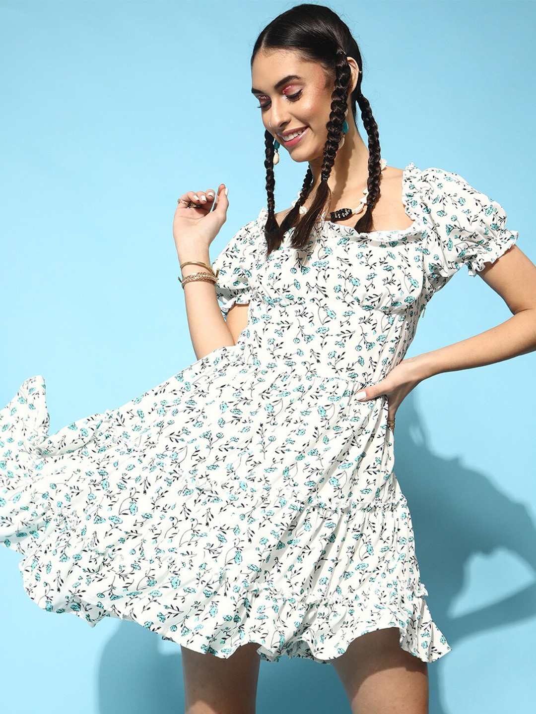 STREET 9 Women Classic White Floral Dress