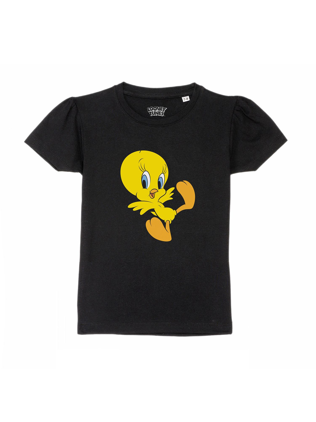 Looney Tunes by Wear Your Mind Girls Black & Yellow Tweety Printed T-shirt