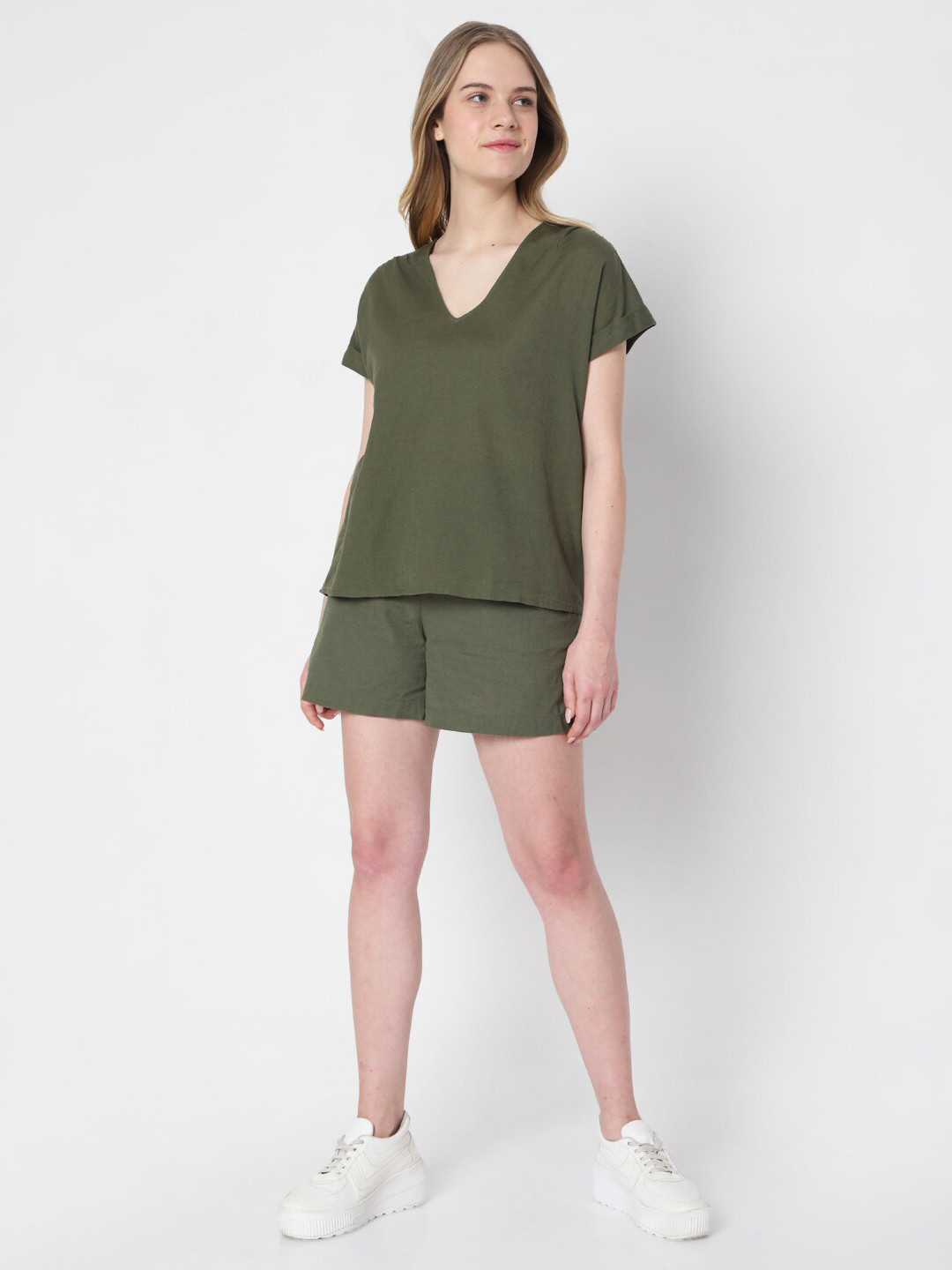 Vero Moda Women Green Extended Sleeves Top