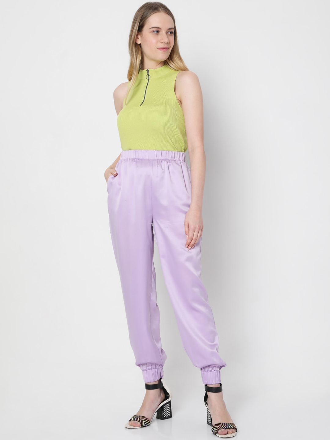 Buy Vero Moda Women Purple Solid Slim Fit Joggers Track Pants