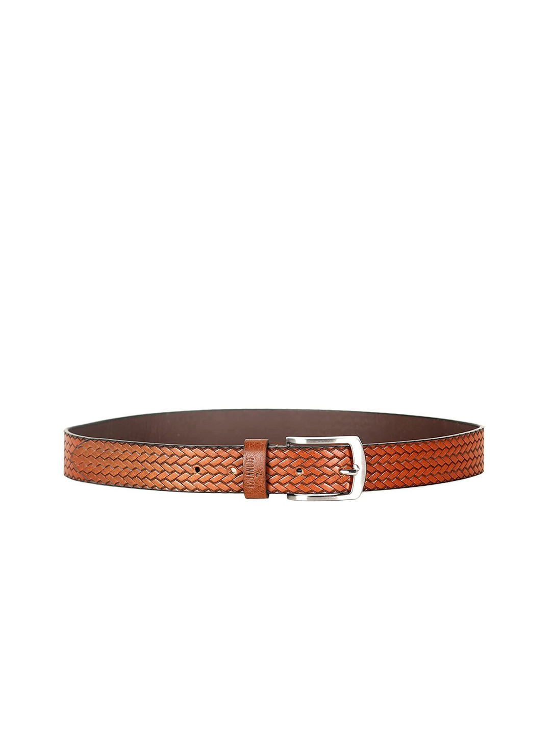 THE CLOWNFISH Men Brown Braided Leather Belt