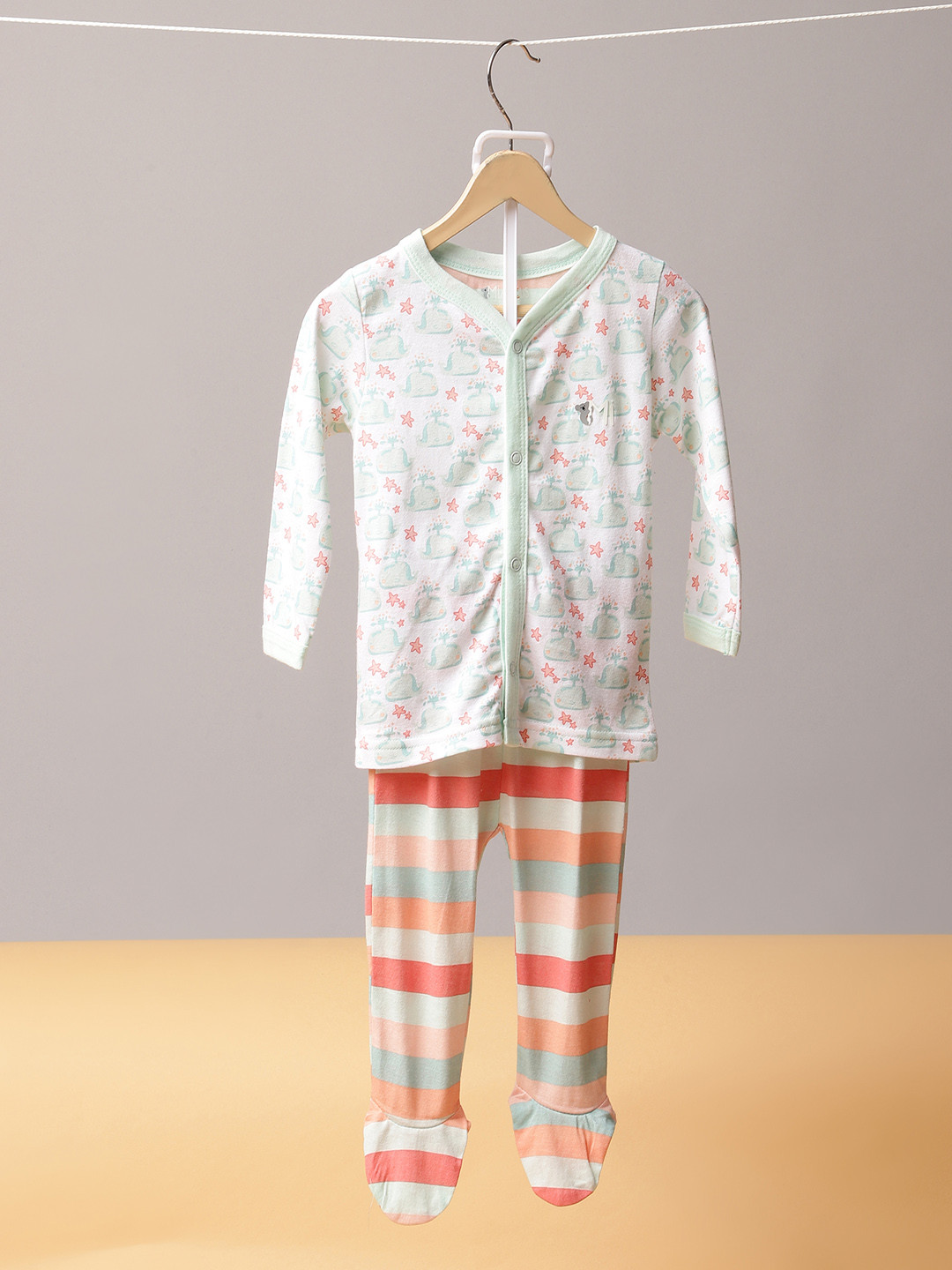 MiArcus Multicoloured Boys Whale Print Bambino Set