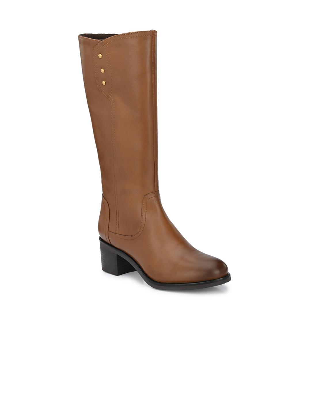 Delize Tan High-Top Block Heeled Boots