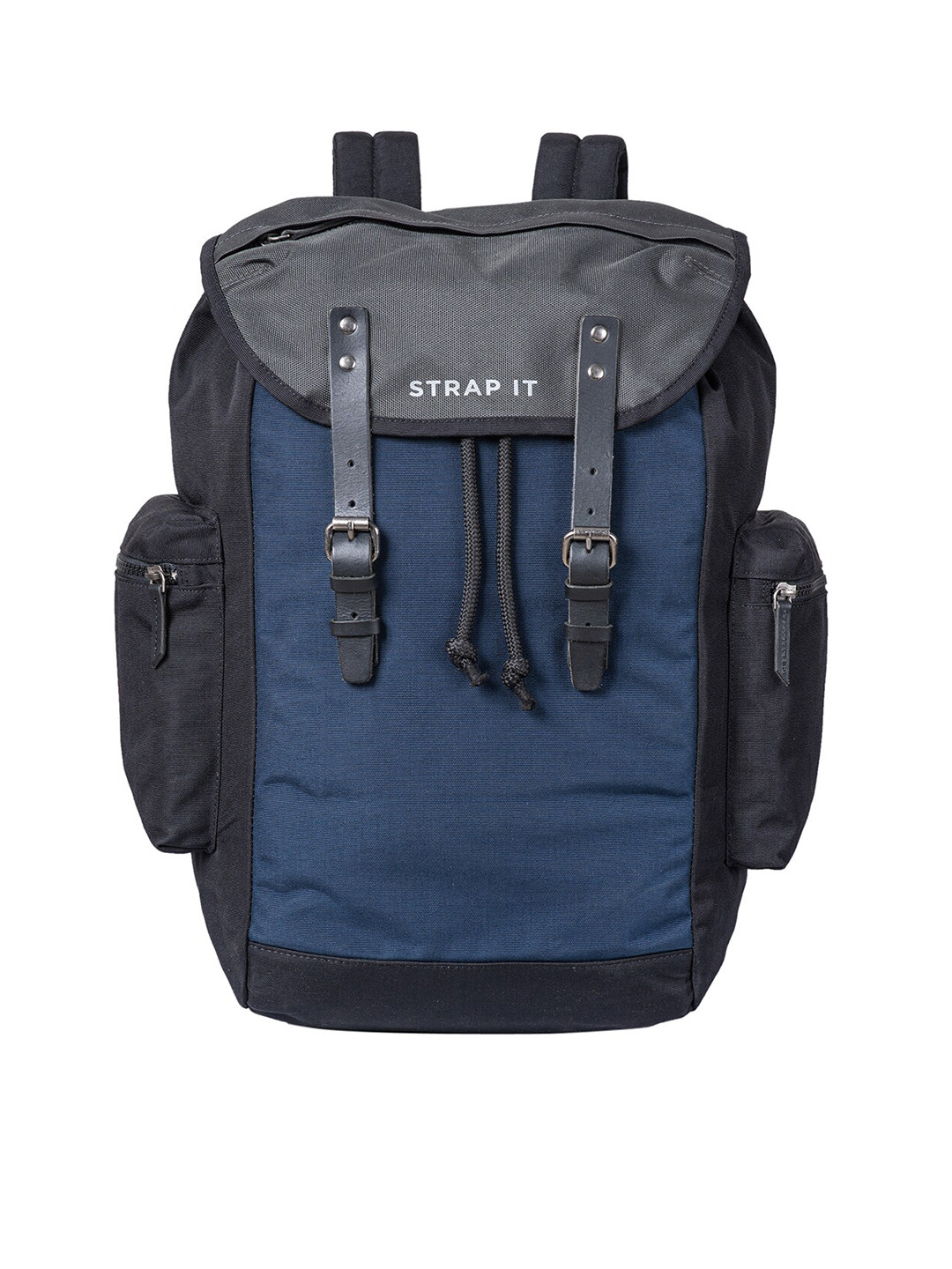 STRAP IT Unisex Blue & Grey Contrast Detail Laptop Backpack With Shoe Pocket