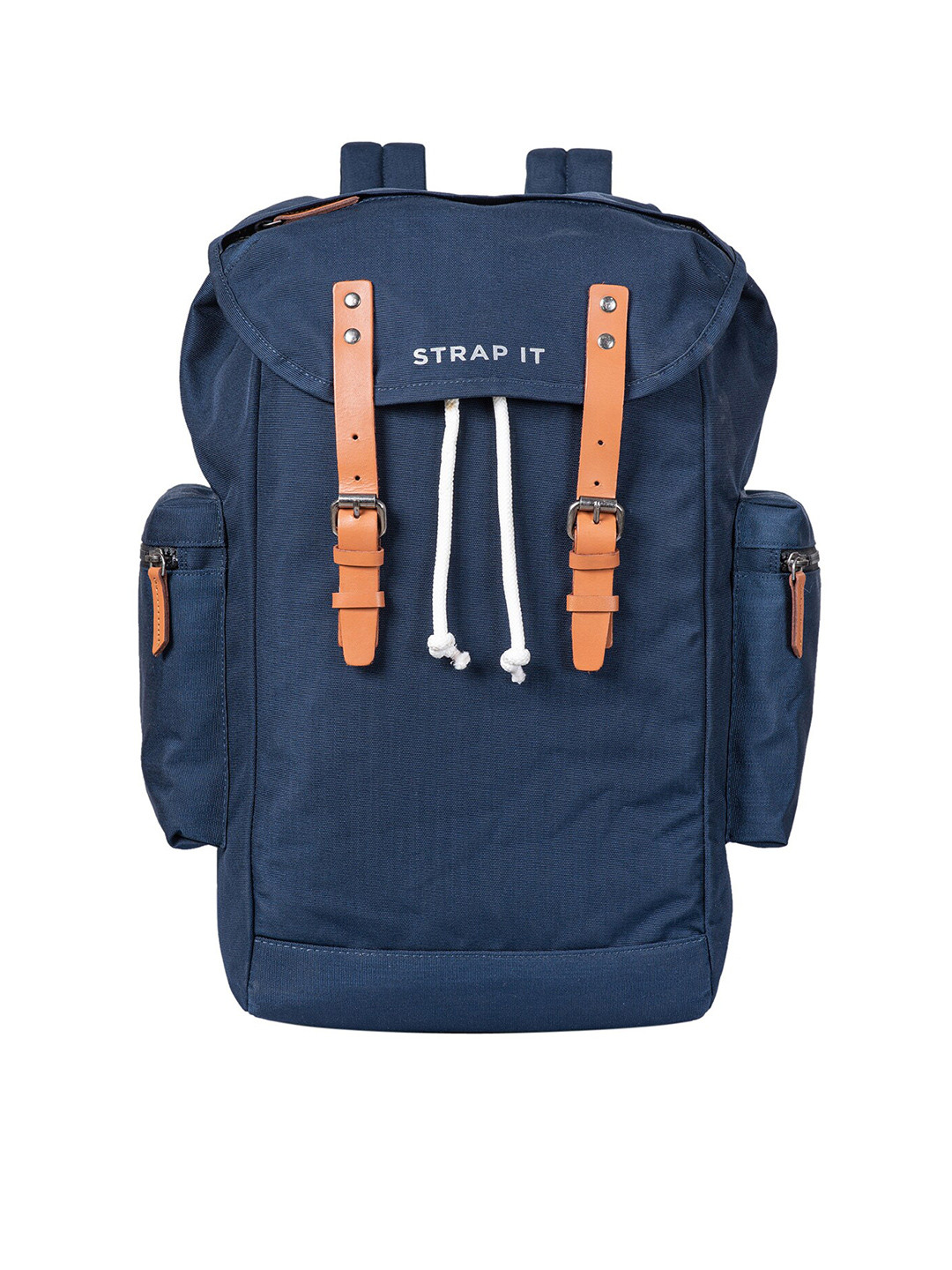 STRAP IT Unisex Navy Blue Contrast Detail Backpack with Shoe Pocket