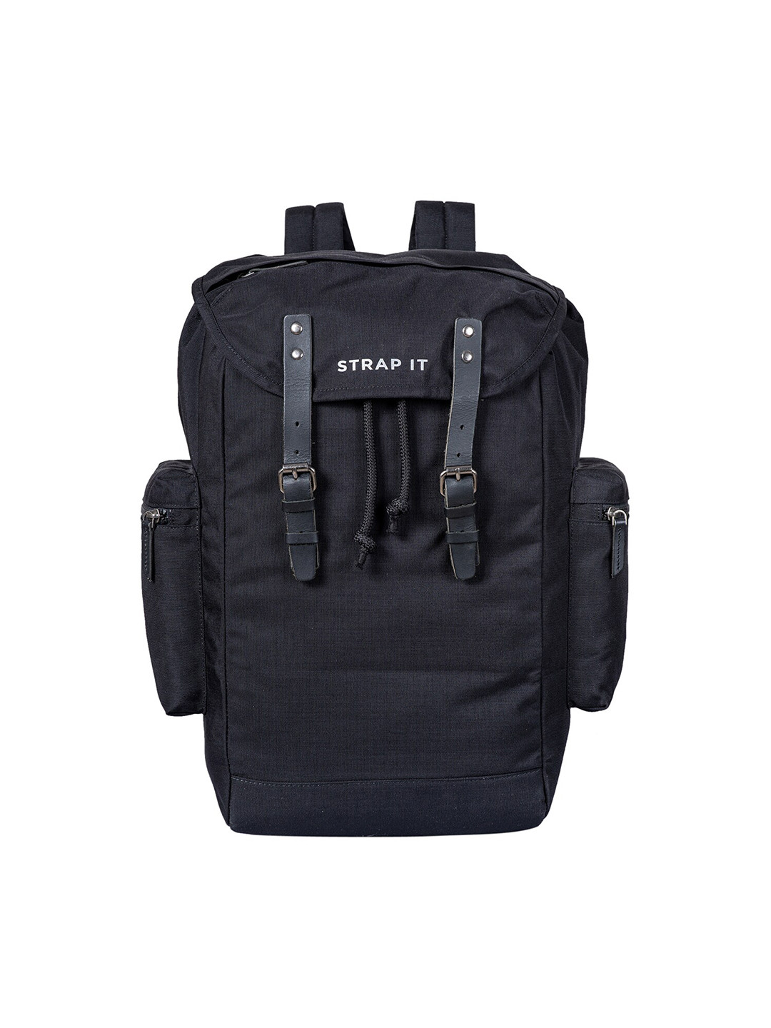 STRAP IT Unisex Black Backpack with Shoe Pocket