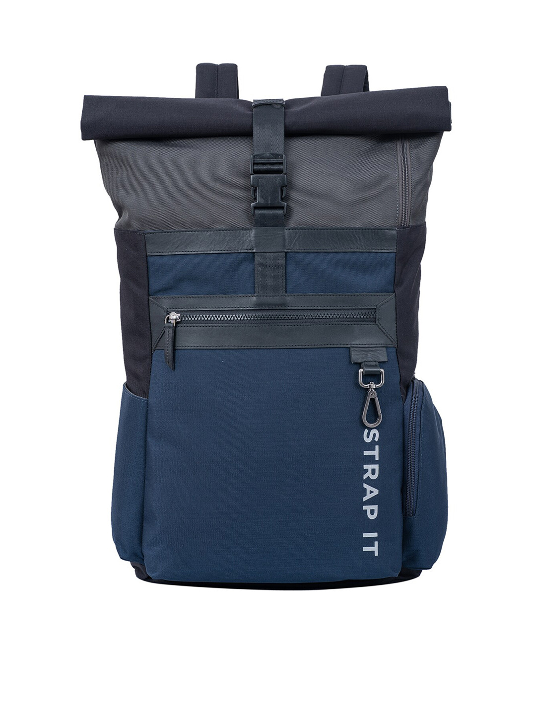 STRAP IT Unisex Blue & Grey Backpack with Shoe Pocket