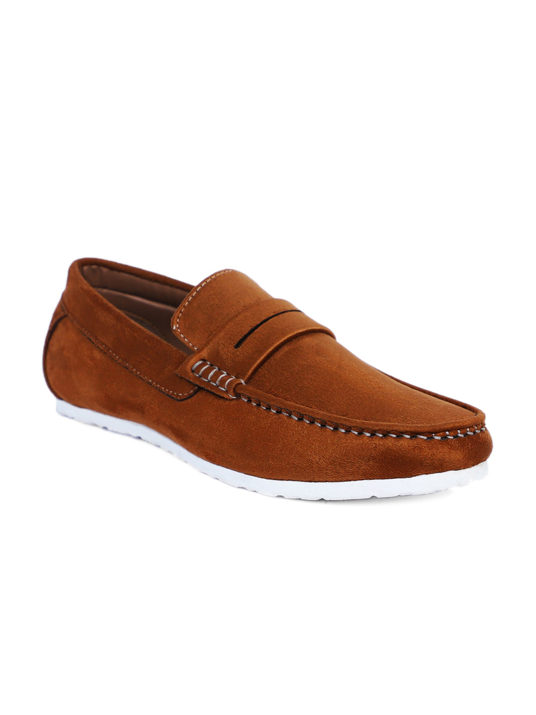 VEGAN BASICS Men Tan Perforations Suede Loafers