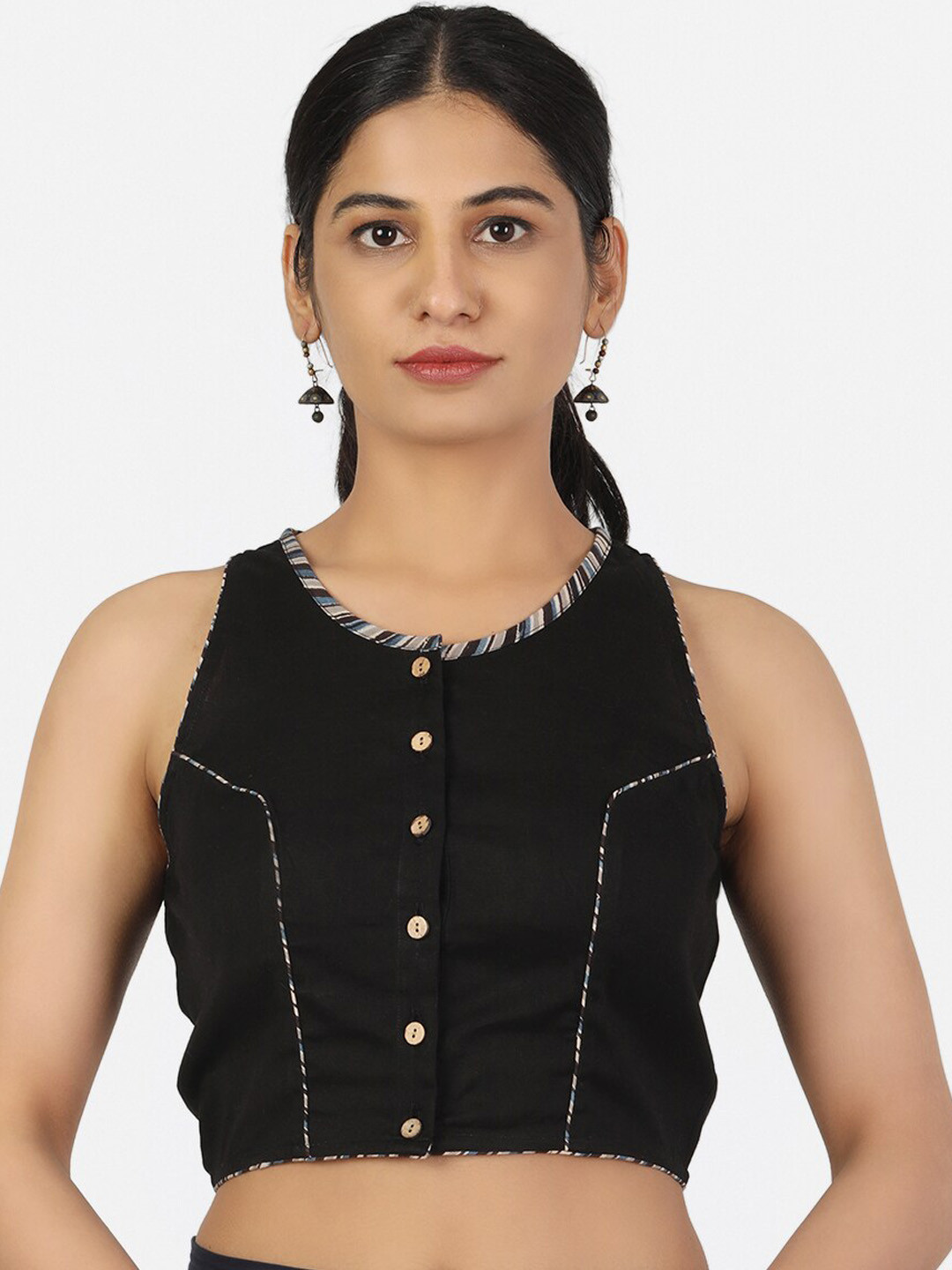 Llajja Women Black Non Padded Saree Blouse