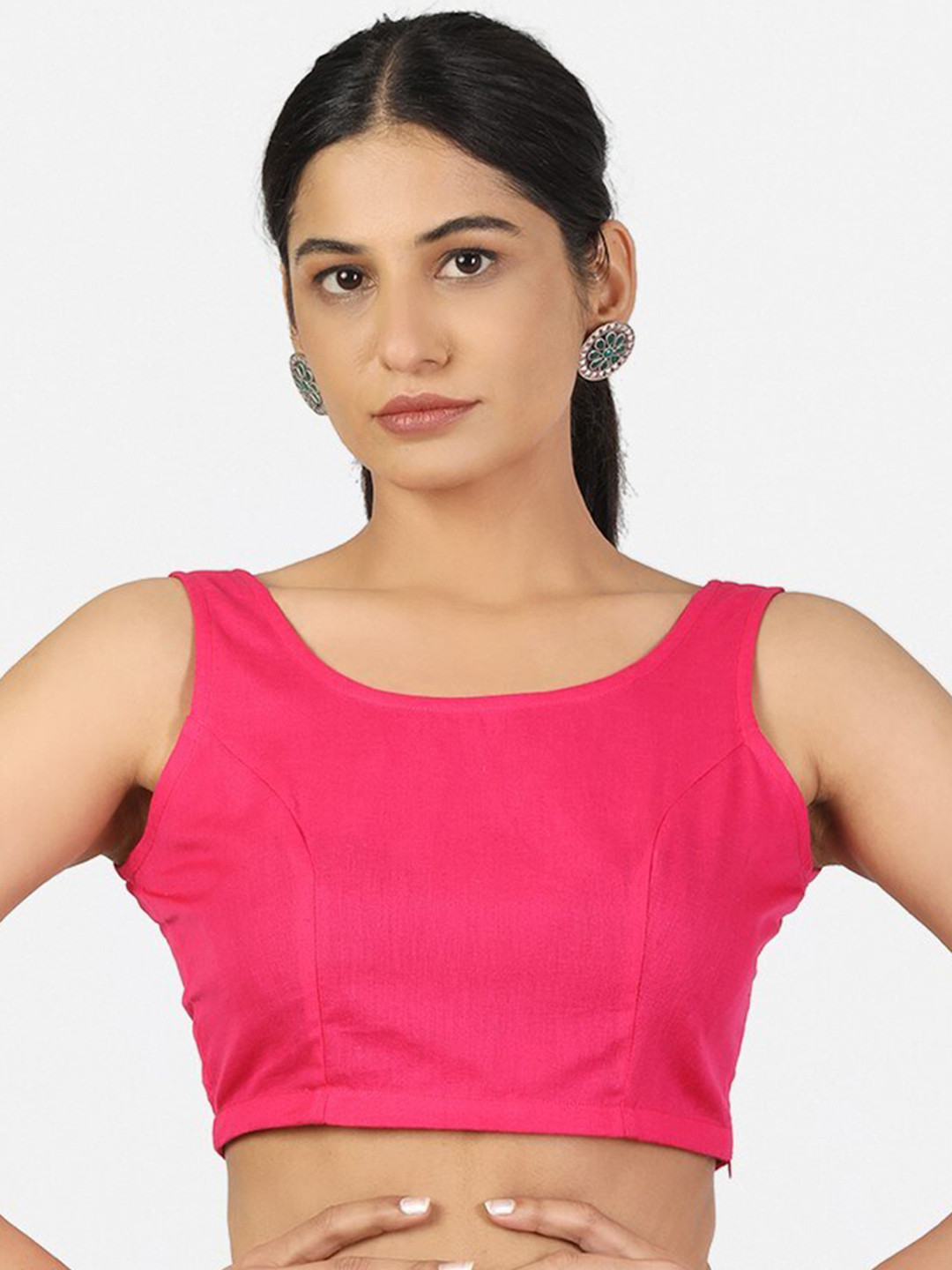 Llajja Magenta Pure Cotton Saree Blouse