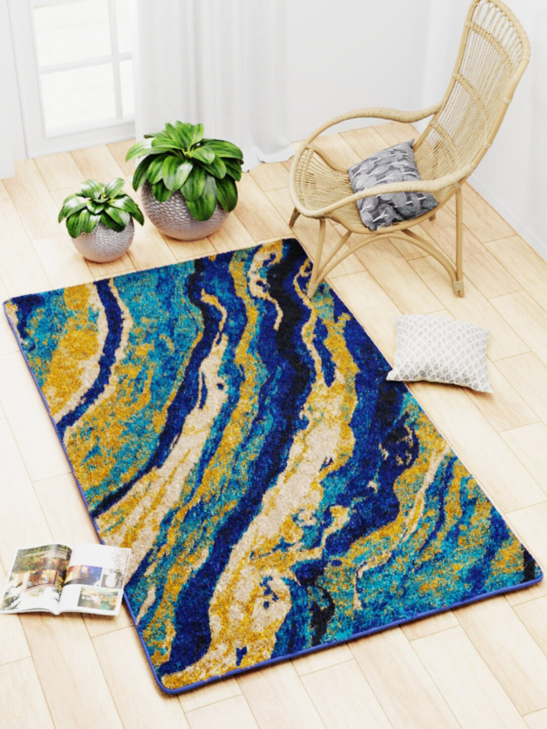 BIANCA Multi-Coloured Abstract Printed Anti-Skid Carpet
