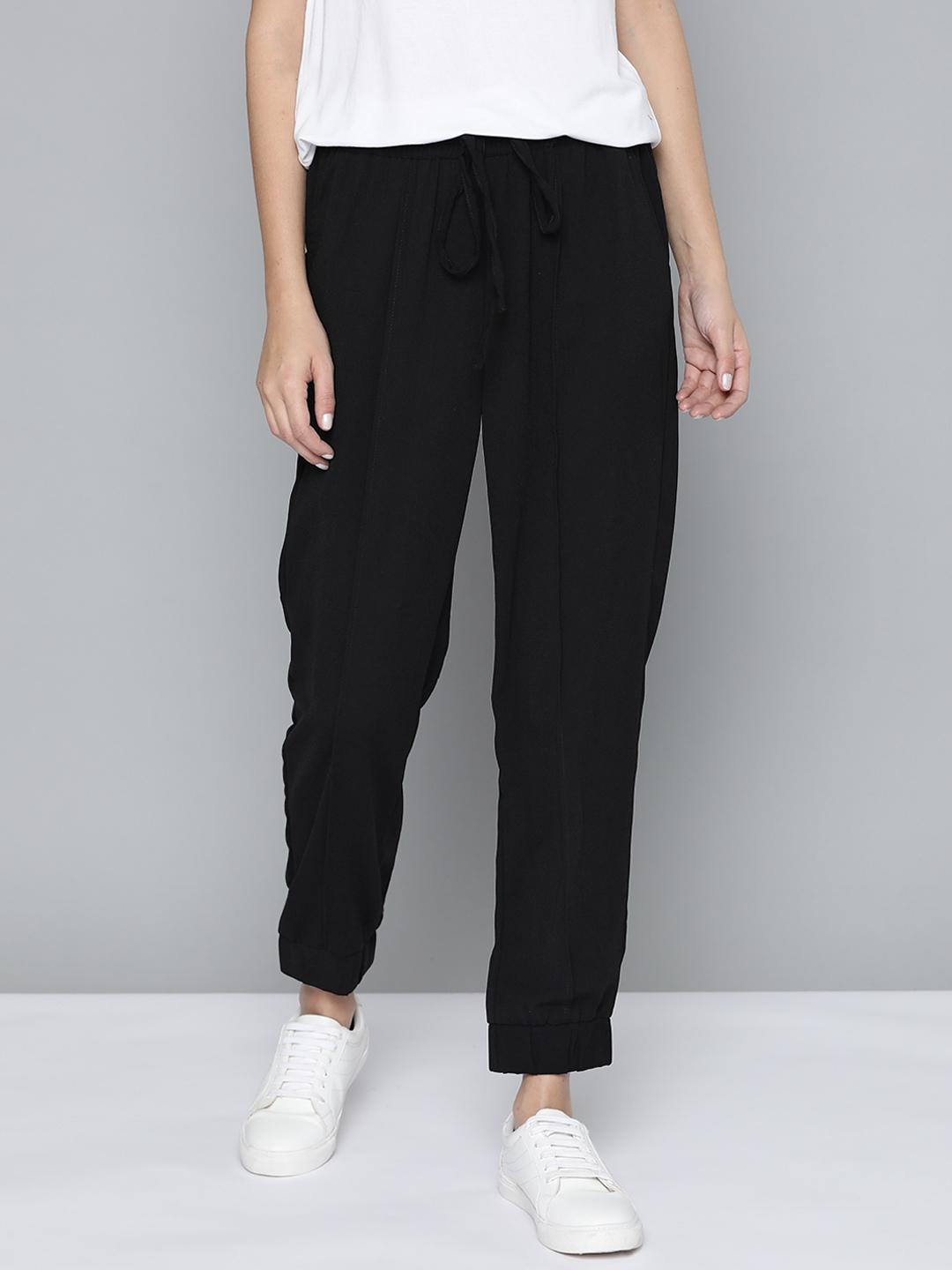 Buy Mast & Harbour Women Black Pleated Joggers - Trousers for Women  17189098