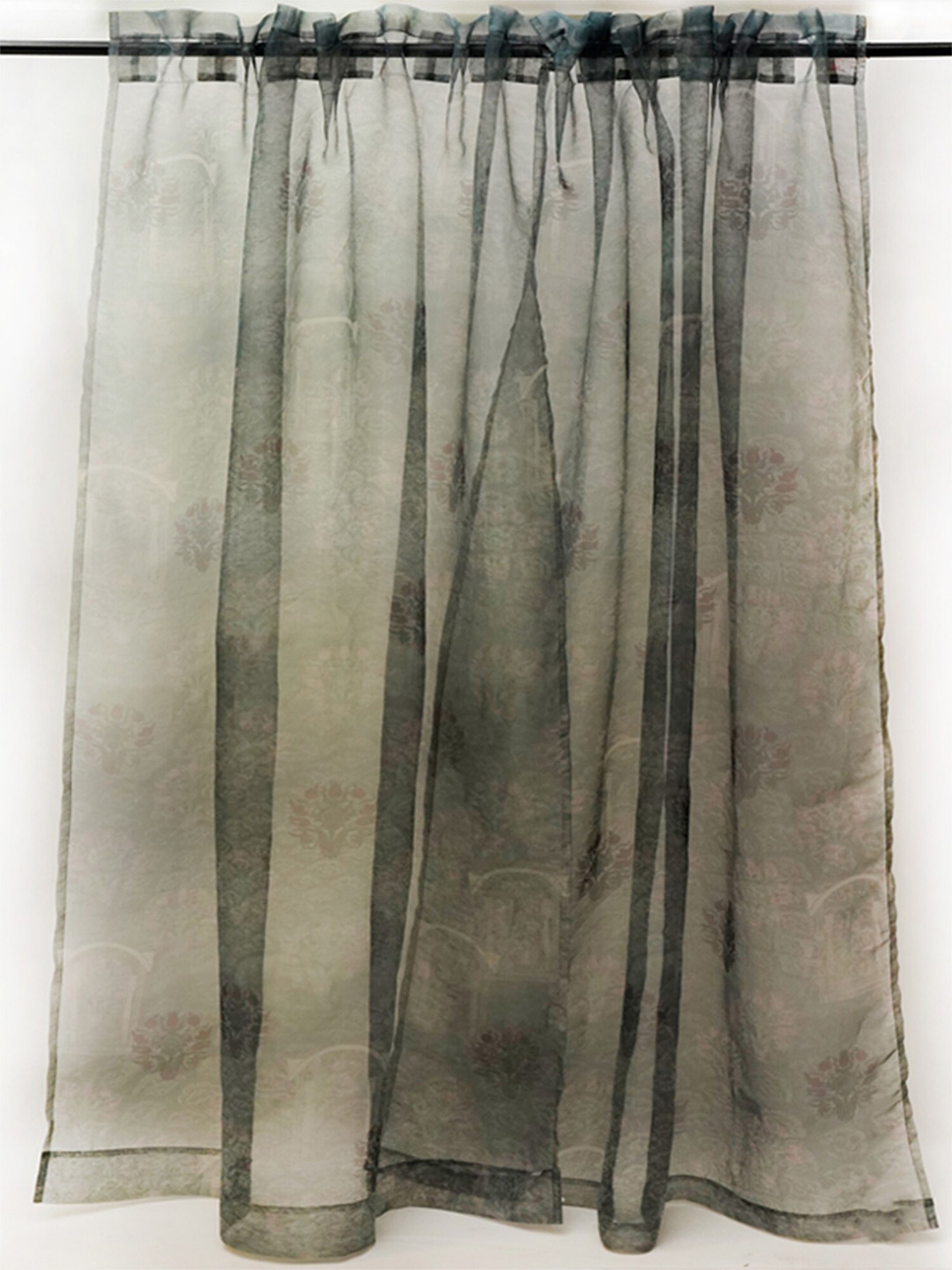 ZEBA Grey Sheer Abstract Door & Window Curtain