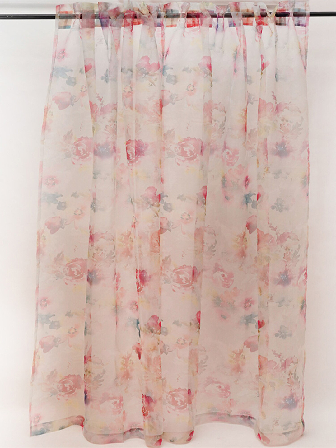 ZEBA Pink Floral Sheer Door & Window Curtain