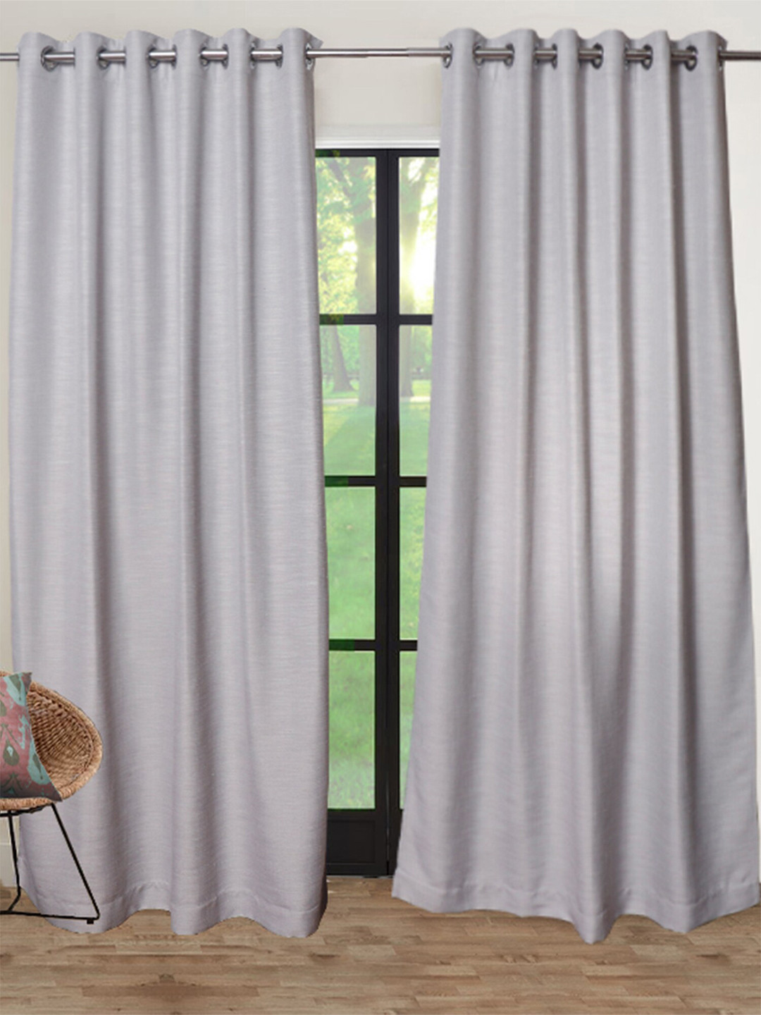 ZEBA Grey Solid Door Curtain