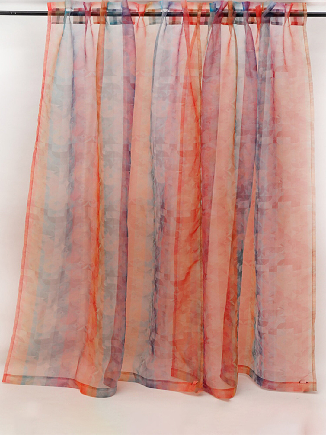 ZEBA Orange Sheer Abstract Door & Window Curtain