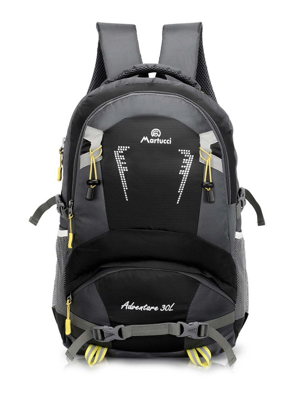 Martucci Unisex Black & Grey Brand Logo Backpack with Reflective Strip