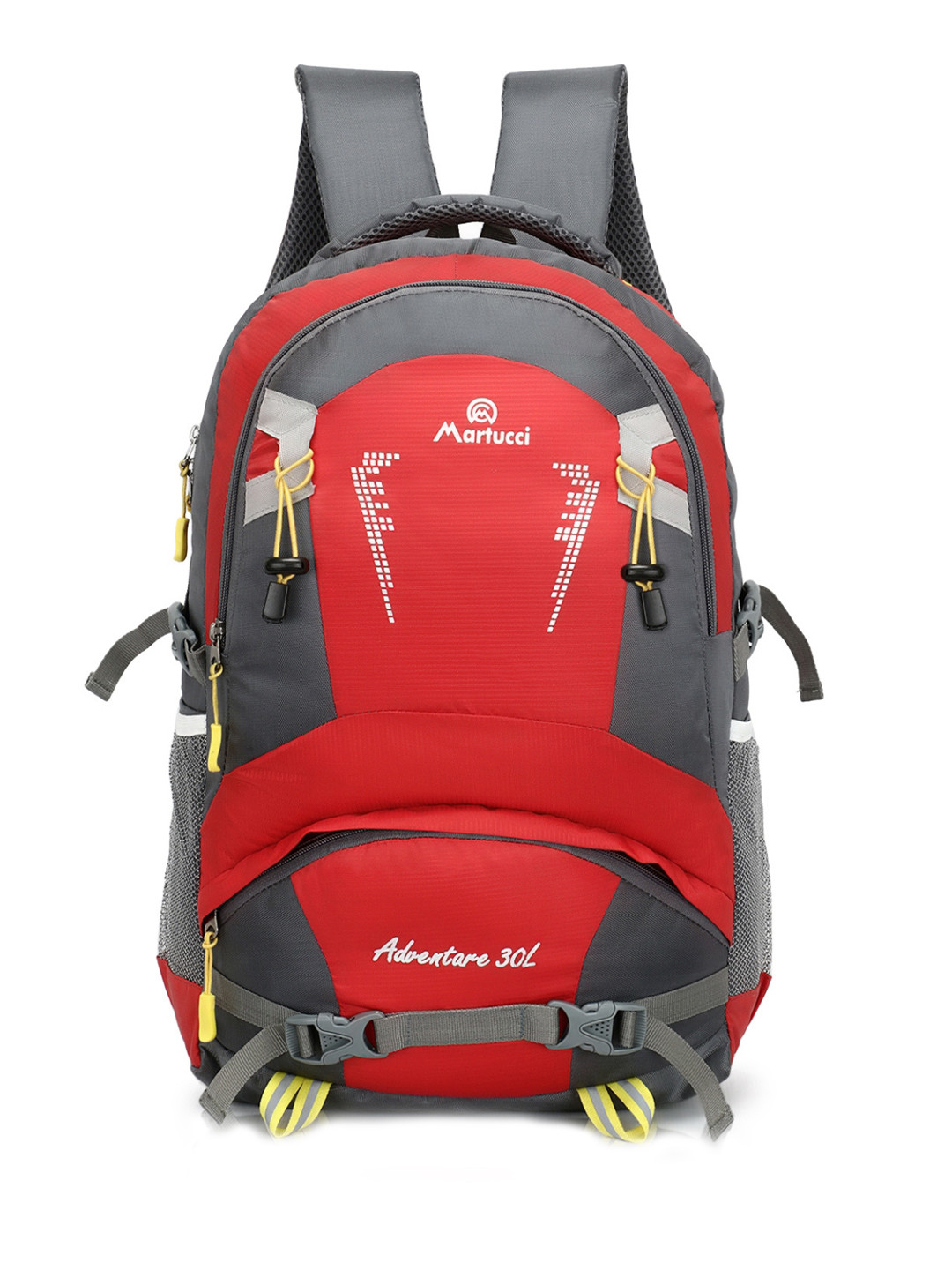 Martucci Unisex Red & Grey Brand Logo Backpack with Reflective Strip