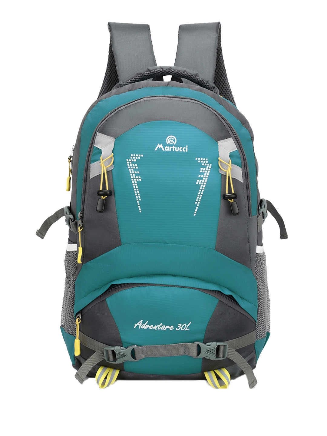 Martucci Unisex Teal Blue & Grey Brand Logo Backpack with Reflective Strip