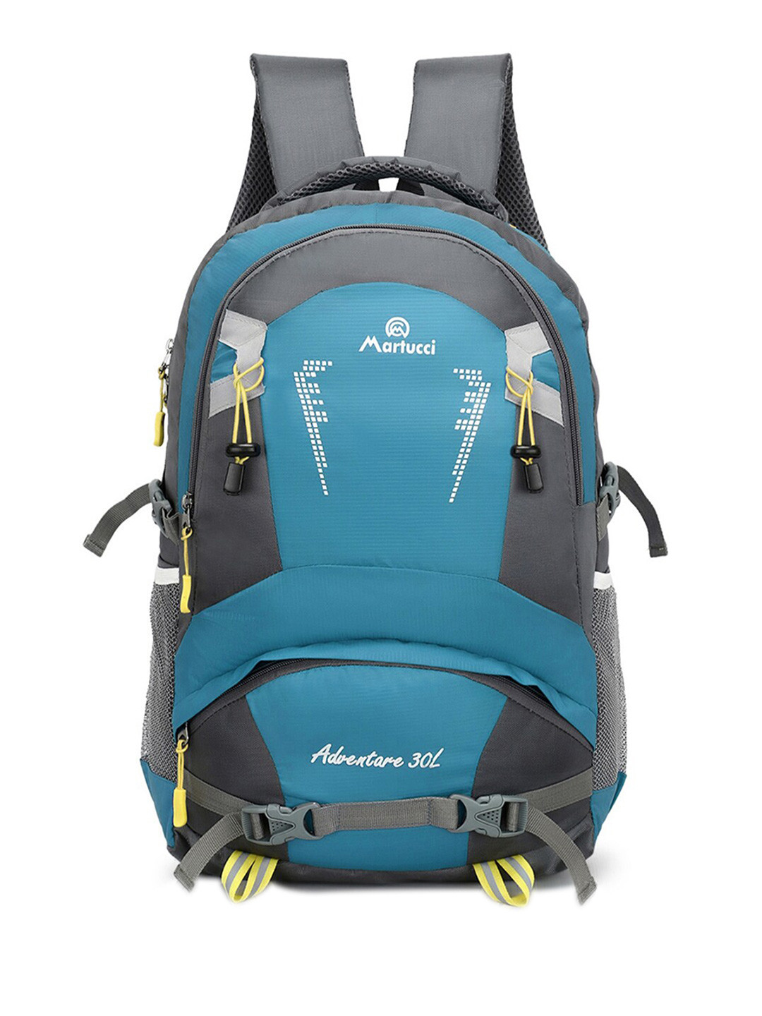 Martucci Unisex Teal & Grey Colourblocked Backpack with Reflective Strip