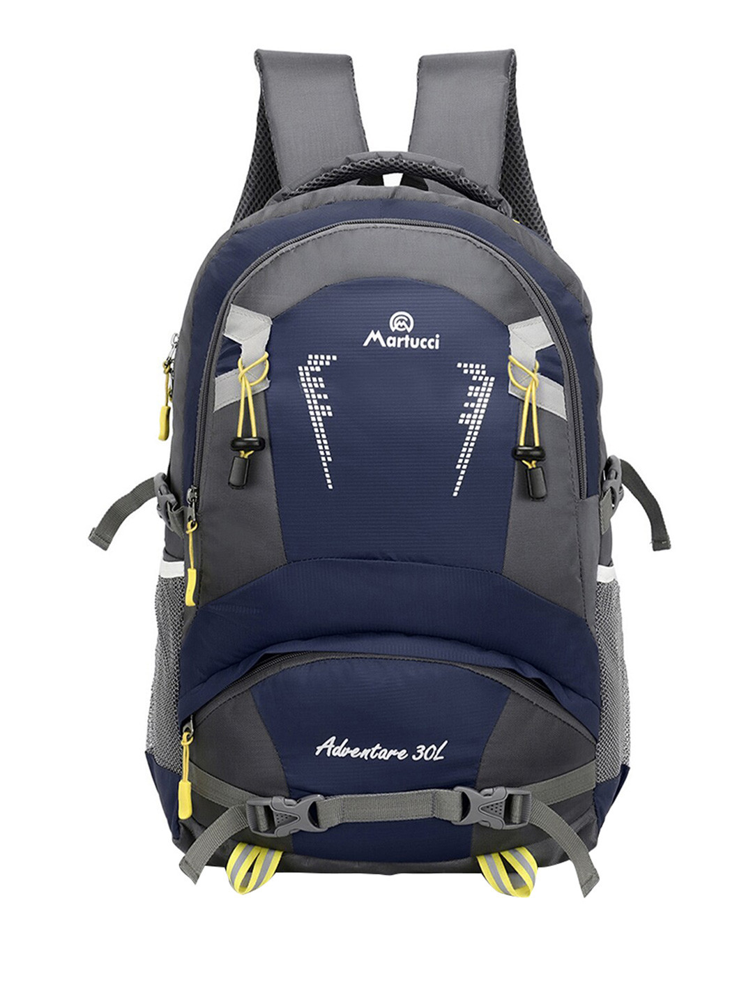 Martucci Unisex Navy Blue & Grey Colourblocked Backpack with Reflective Strip