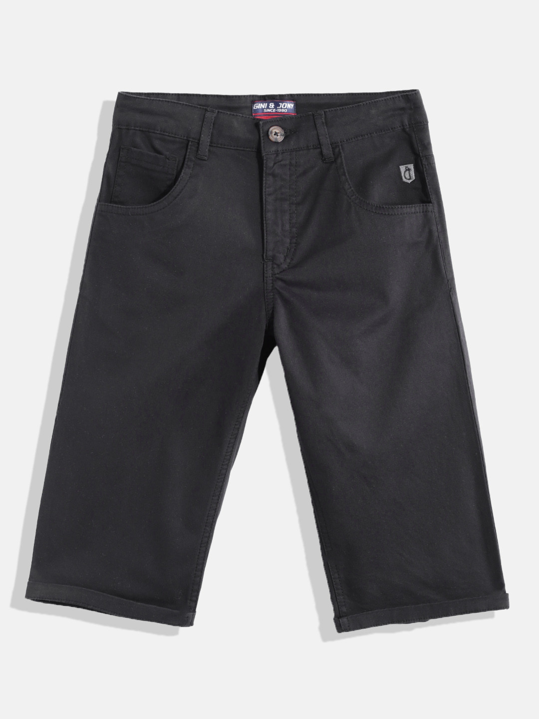 Gini and Jony Boys Black Solid Shorts