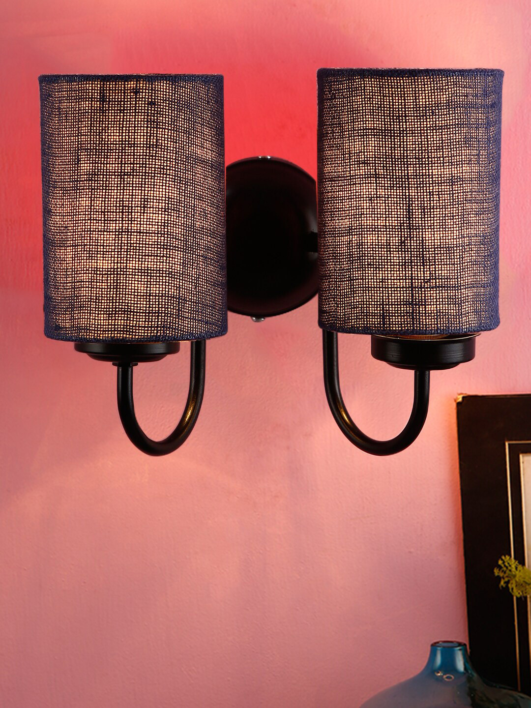 Devansh Blue Jute Double Wall Mounted Lamp