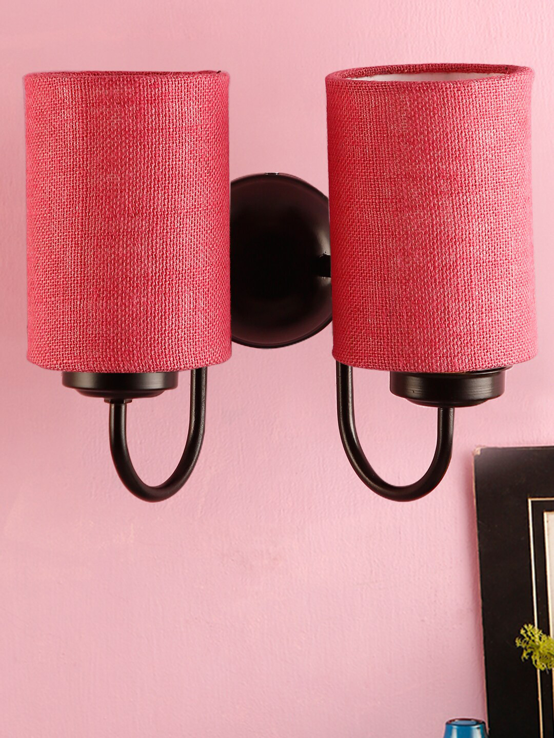 Devansh Pink Double mounted Jute Wall Lamp