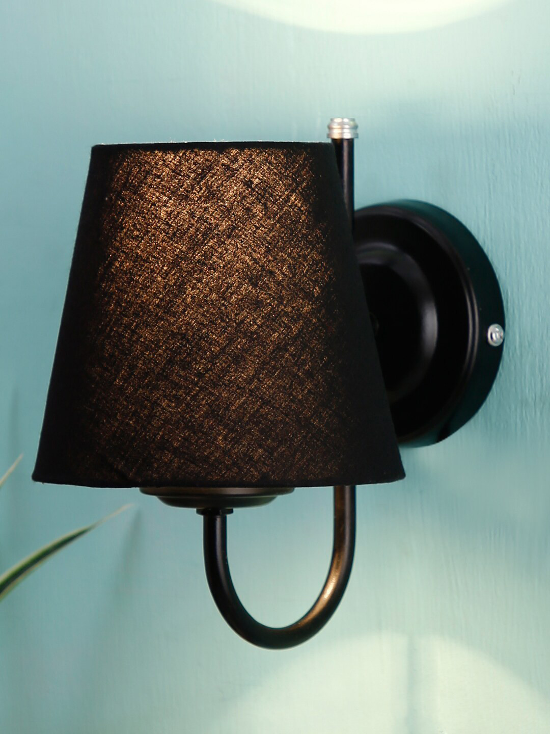 Devansh Black Cotton Wall Lamp with Black Base