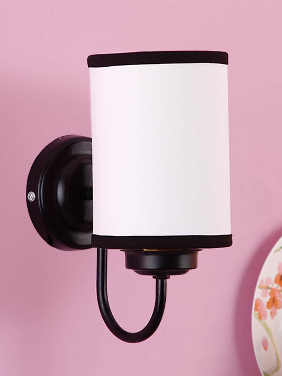 Devansh White & Black Solid Cylindrical Side Wall Mounted Lamp