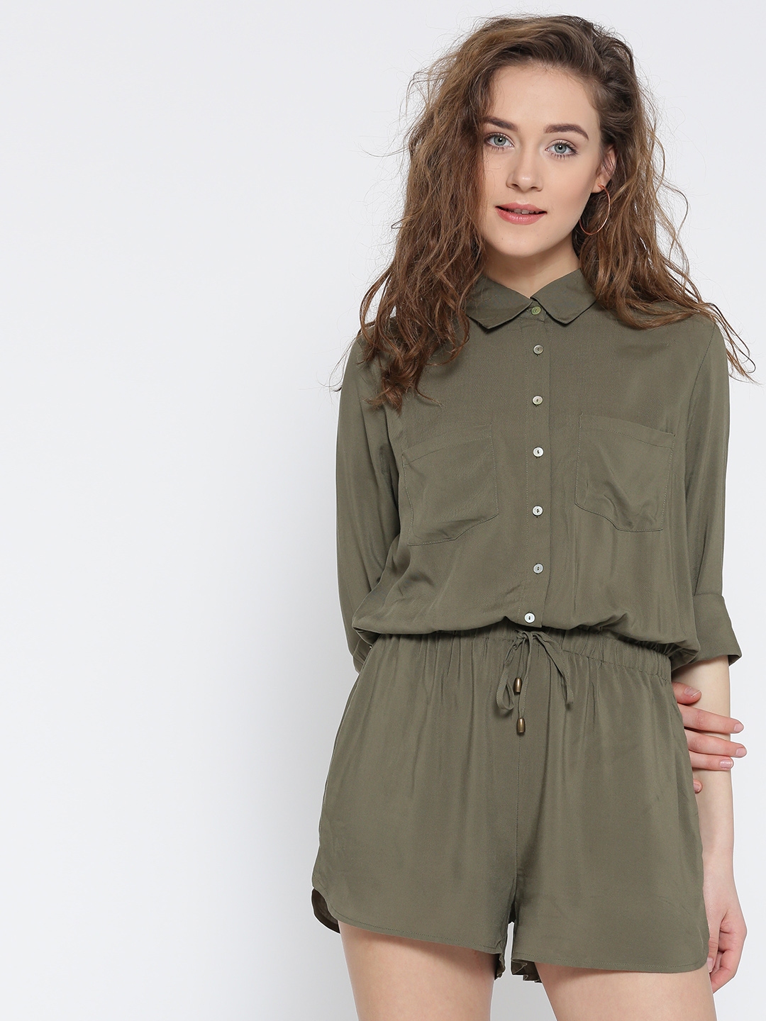 olive green playsuit