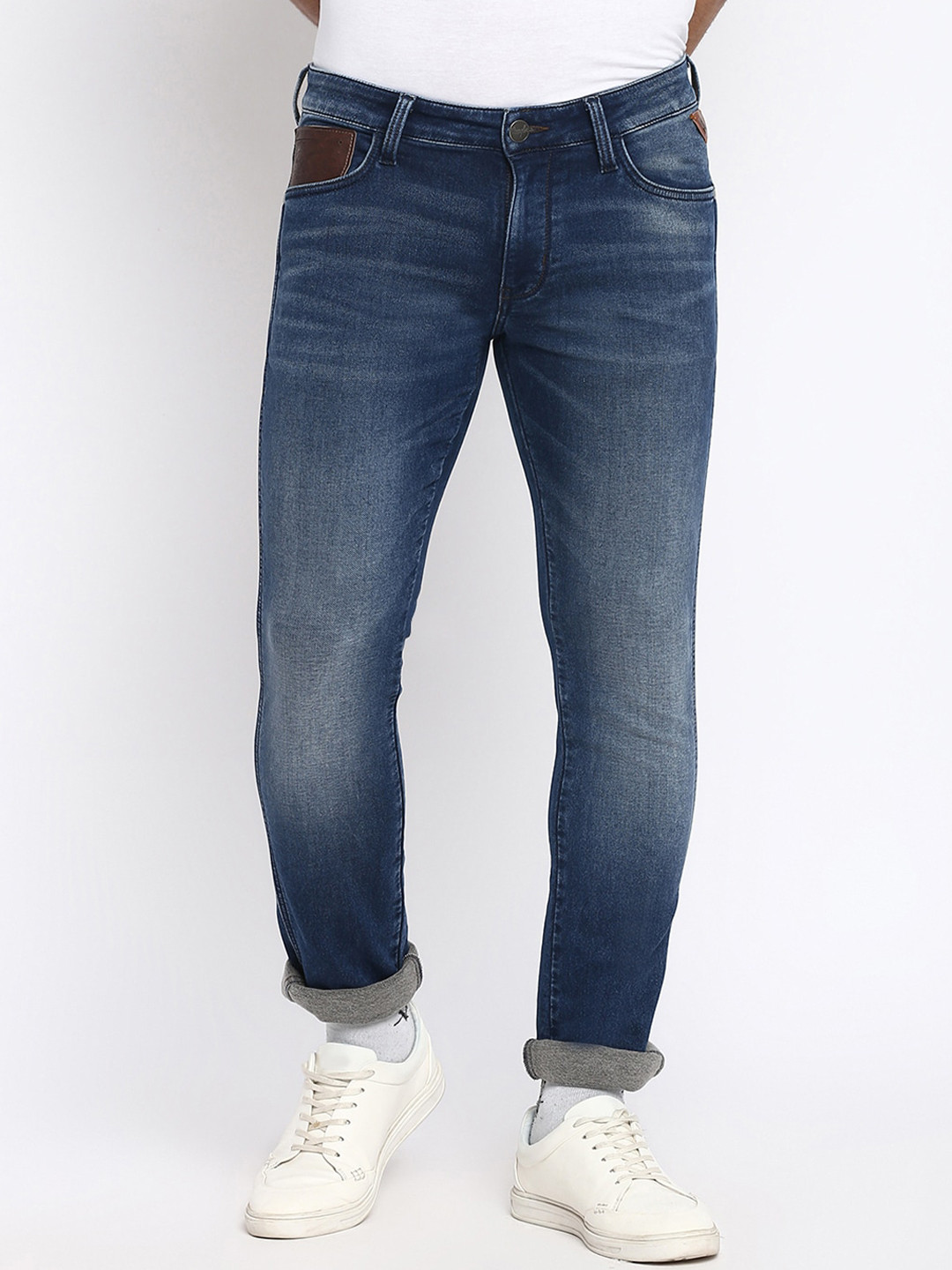 Wrangler Men Blue Skanders Slim Fit Low-Rise Light Fade Stretchable Jeans