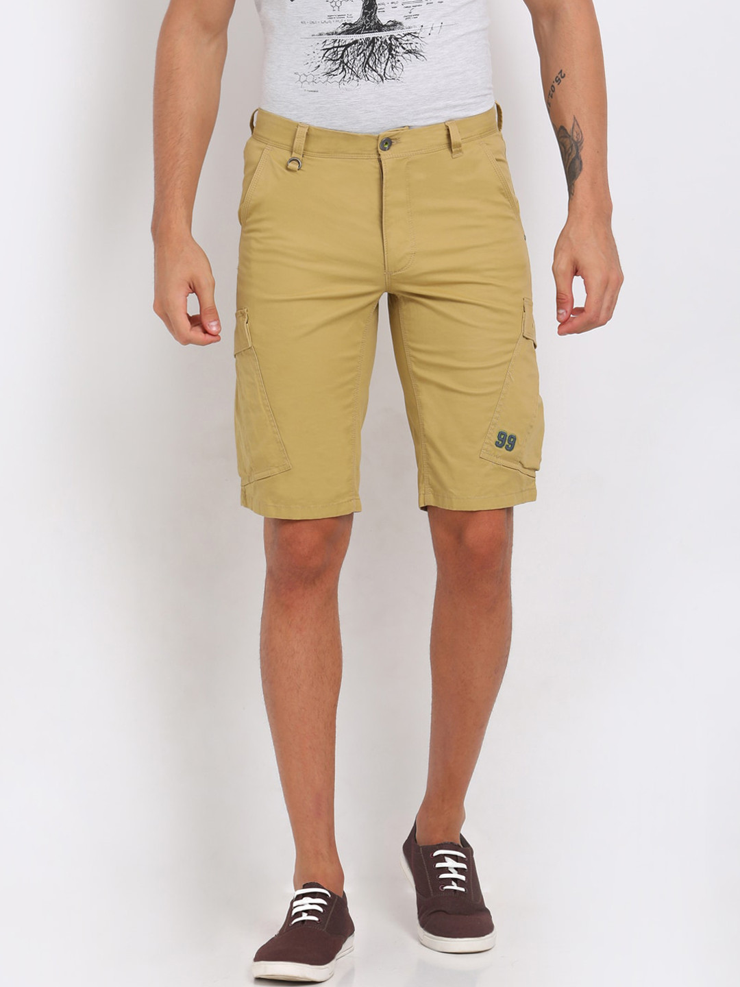 t-base Men Beige Chino Shorts