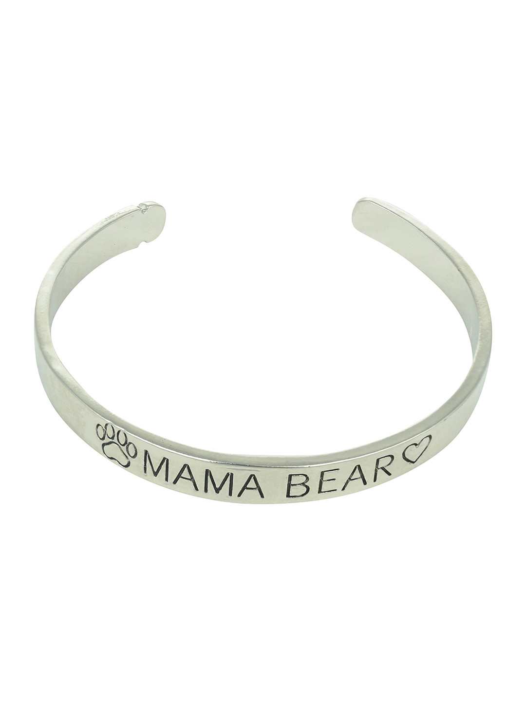 Arendelle Women Silver-Toned Mama Bear Kada Bracelet