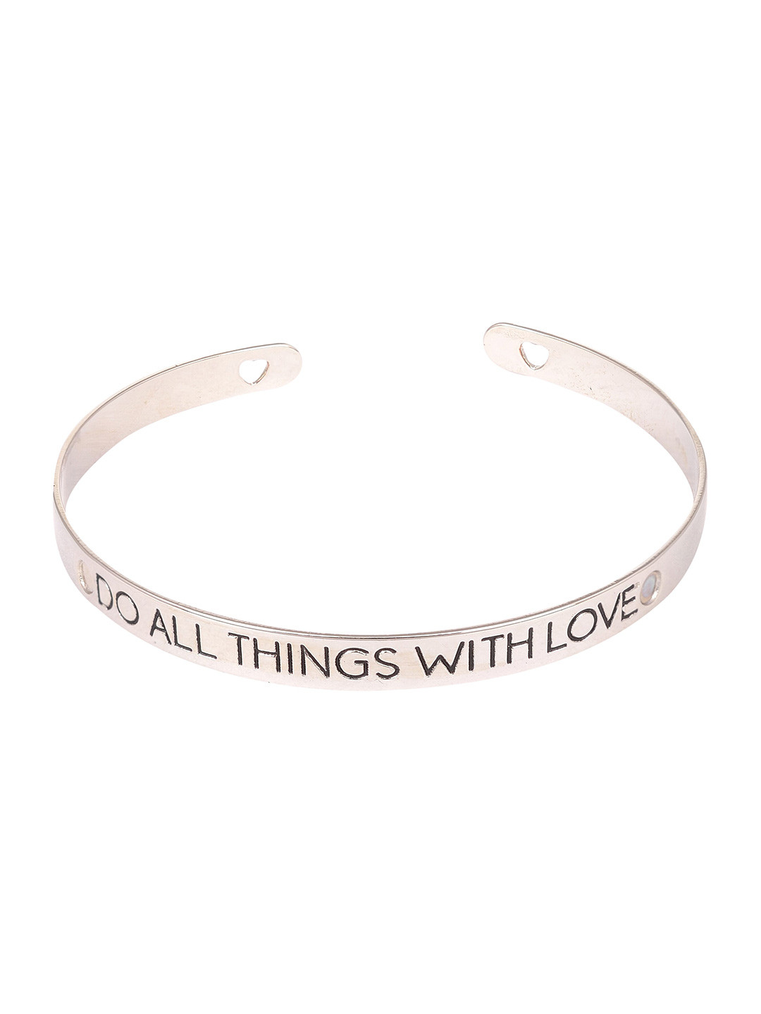 Arendelle Women Silver-Toned & Black Kada Bracelet