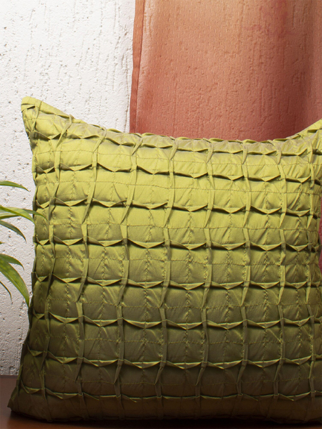 ZEBA Green Box Pleated Square Cushion Covers