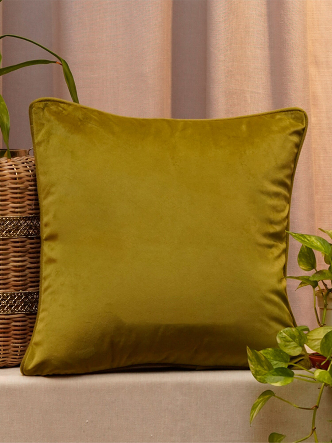 ZEBA Green Velvet Square Cushion Covers