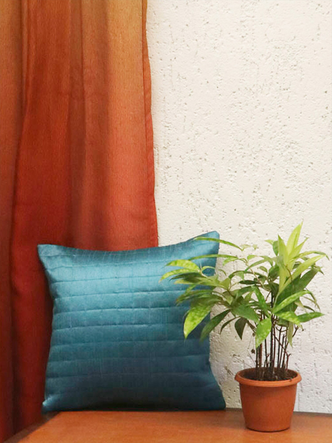 ZEBA Blue Quilted Square Cushion Cover