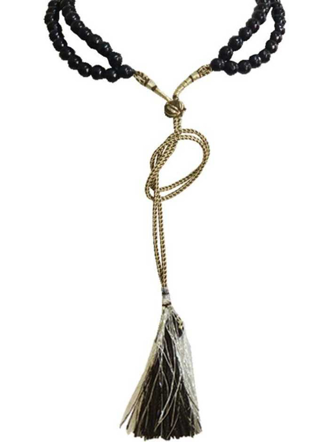 RICH AND FAMOUS Women Black Two Layer Gold-Plated Agate Quartz Necklace